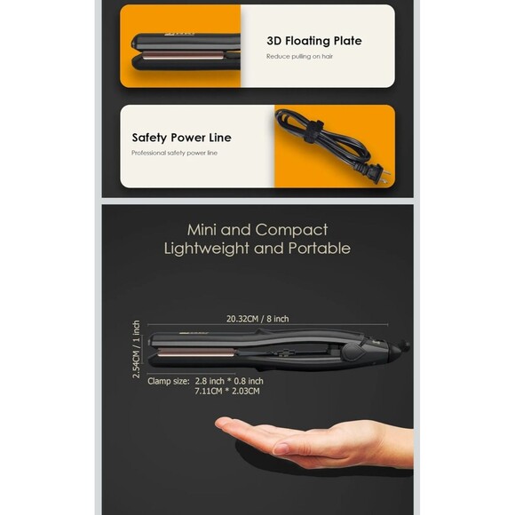 Hair straightener Jinri 4/5 0.8 inches 200C NEW - Picture 3 of 5